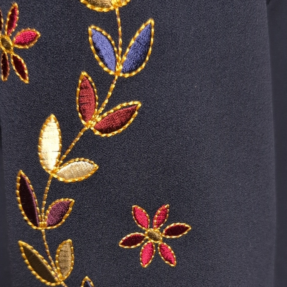 Dennis Basso Midnight Blue Jacket Embroidered Floral Classy Zip Front 16 - Picture 5 of 16